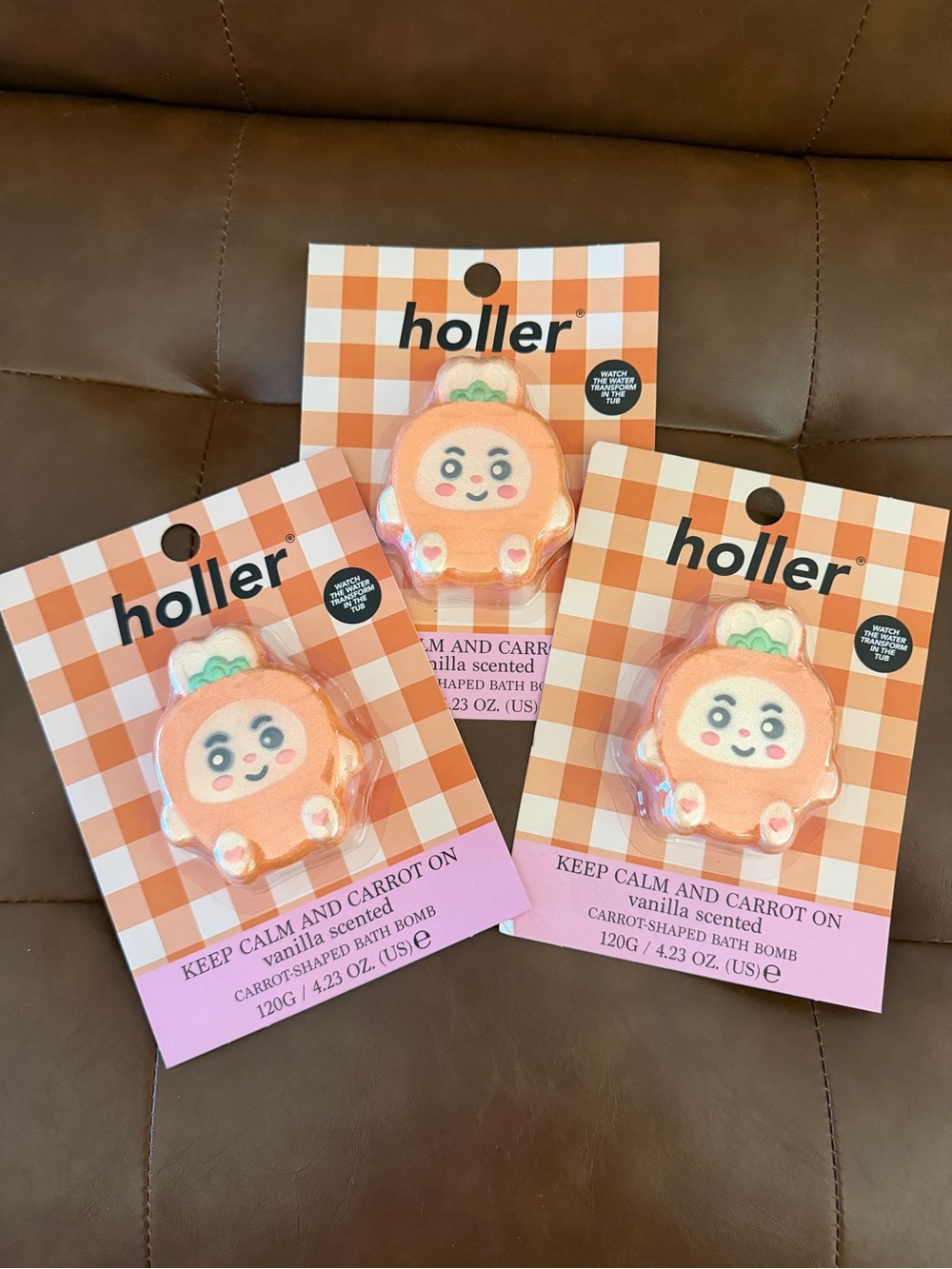 Holler Keep Calm & Carrot On Vanilla Bath Bomb Set of 3 NWT
